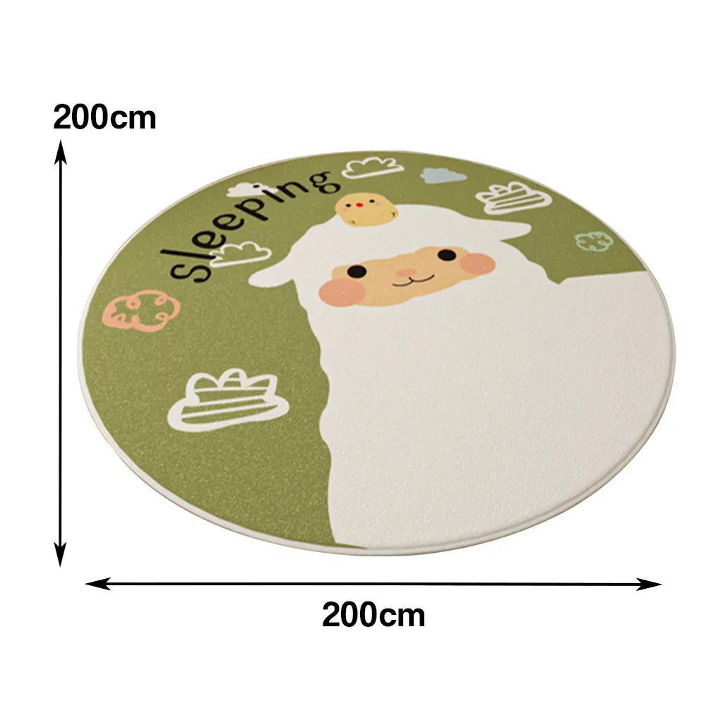 LIVARA Kids Plush Play Mat featuring Non-Slip Backing, High-Density Soft Surface, Durable and Floor-Protective -Little Green Sheep Theme