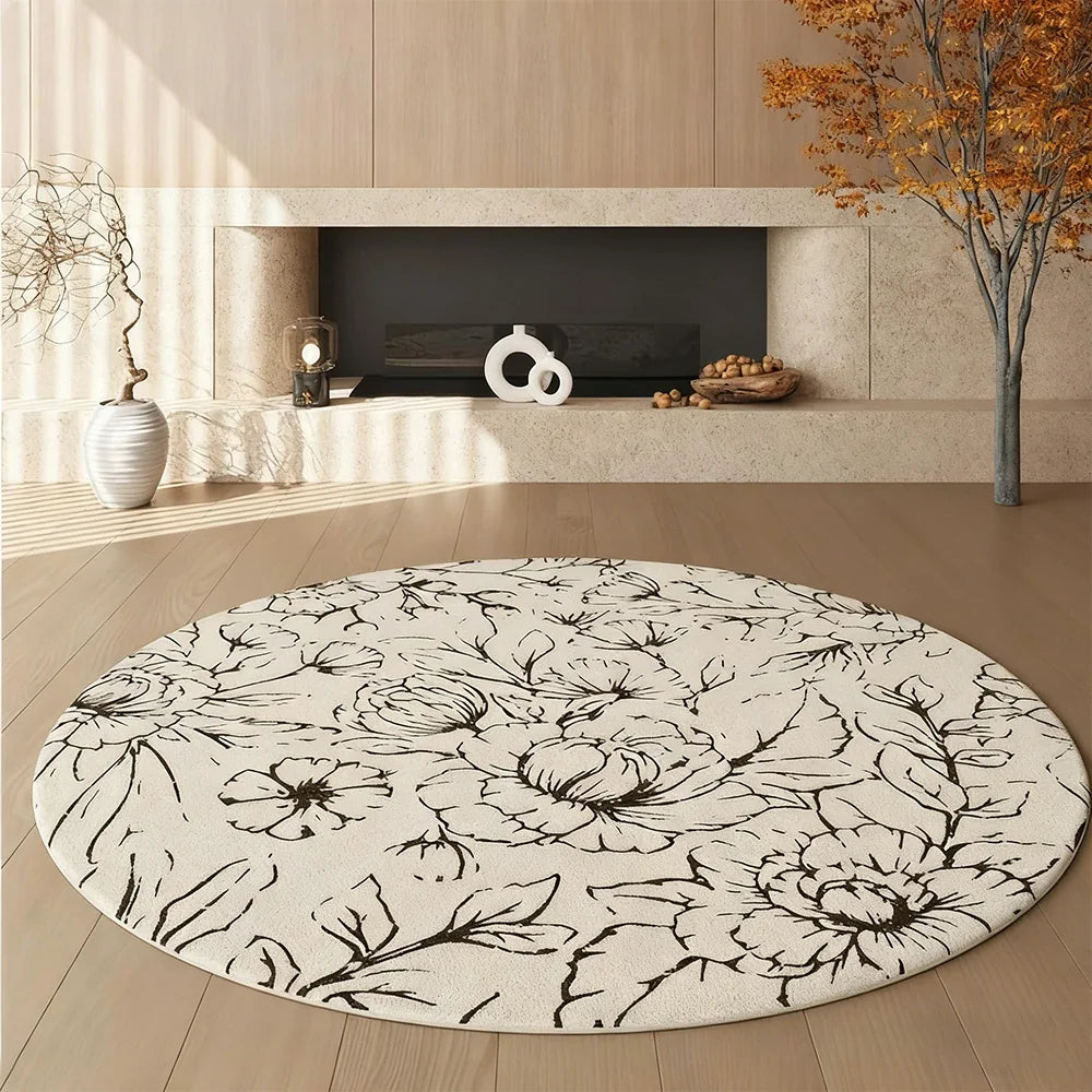 LIVARA 200cm Floor Rug in Floral Ink Poetry Theme -Water and Stain Resistant, High-Density Woven Yarn, Anti-Slip Cushioned Backing, Low Maintenance