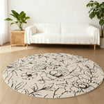 LIVARA 200cm Floor Rug in Floral Ink Poetry Theme -Water and Stain Resistant, High-Density Woven Yarn, Anti-Slip Cushioned Backing, Low Maintenance