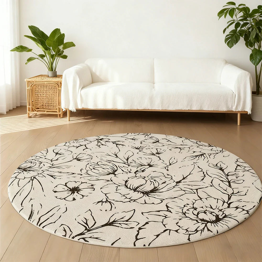 LIVARA 200cm Floor Rug in Floral Ink Poetry Theme -Water and Stain Resistant, High-Density Woven Yarn, Anti-Slip Cushioned Backing, Low Maintenance