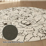 LIVARA 200cm Floor Rug in Floral Ink Poetry Theme -Water and Stain Resistant, High-Density Woven Yarn, Anti-Slip Cushioned Backing, Low Maintenance