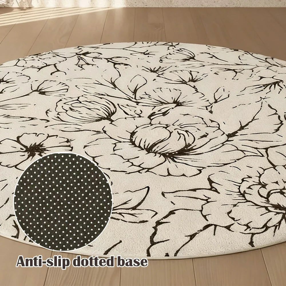 LIVARA 200cm Floor Rug in Floral Ink Poetry Theme -Water and Stain Resistant, High-Density Woven Yarn, Anti-Slip Cushioned Backing, Low Maintenance