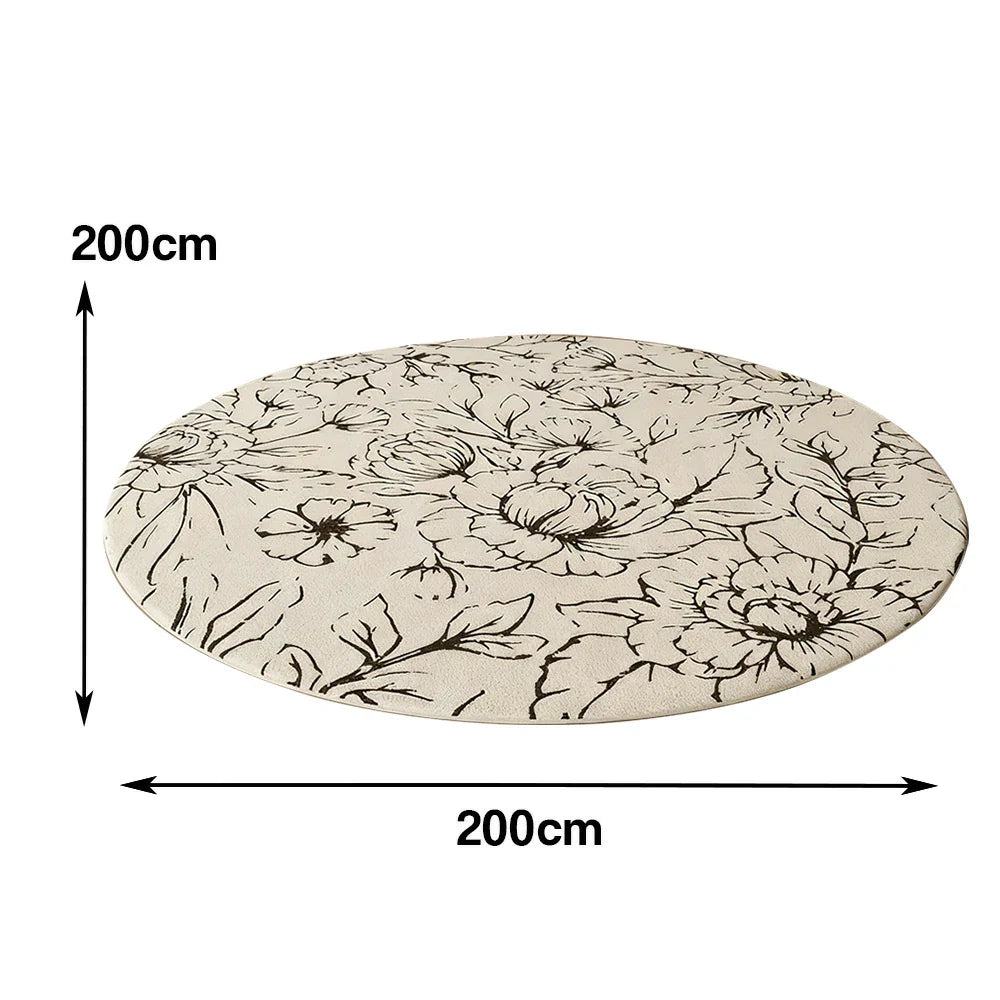 LIVARA 200cm Floor Rug in Floral Ink Poetry Theme -Water and Stain Resistant, High-Density Woven Yarn, Anti-Slip Cushioned Backing, Low Maintenance
