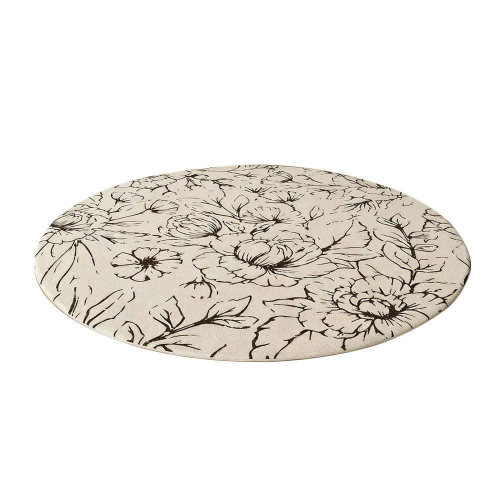LIVARA 200cm Floor Rug in Floral Ink Poetry Theme -Water and Stain Resistant, High-Density Woven Yarn, Anti-Slip Cushioned Backing, Low Maintenance