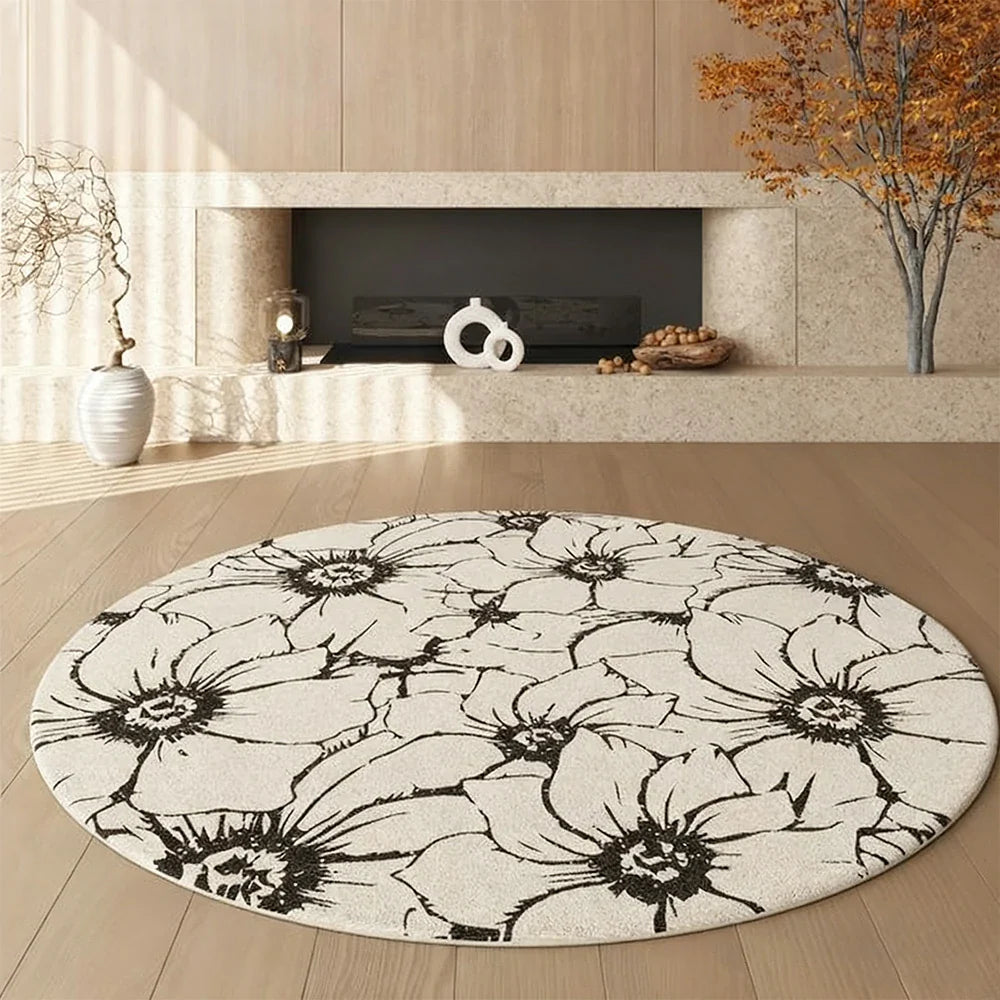 LIVARA 200cm Floor Rug in Floral Ink Poetry Theme -Soft-Touch Surface, High-Density Weave, Water-Resistant and Non-Slip Backing, Easy Maintenance