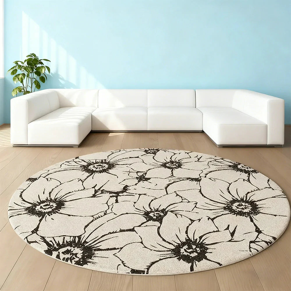 LIVARA 200cm Floor Rug in Floral Ink Poetry Theme -Soft-Touch Surface, High-Density Weave, Water-Resistant and Non-Slip Backing, Easy Maintenance