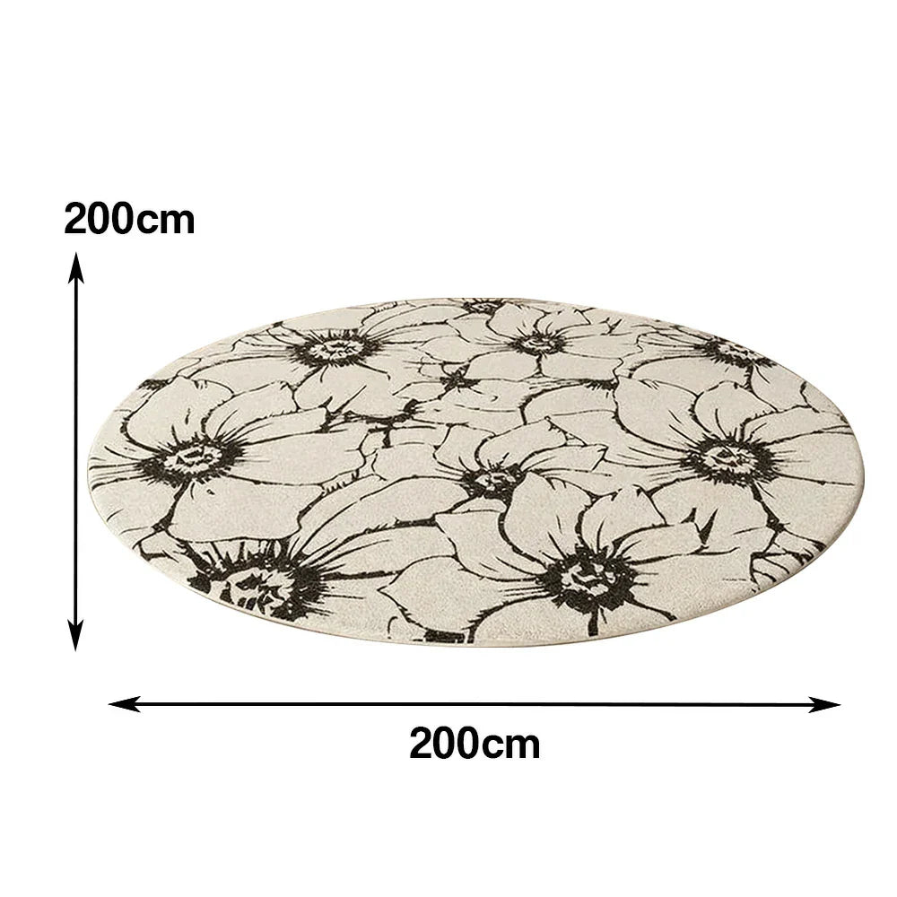LIVARA 200cm Floor Rug in Floral Ink Poetry Theme -Soft-Touch Surface, High-Density Weave, Water-Resistant and Non-Slip Backing, Easy Maintenance