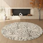 LIVARA 200cm Floor Rug in Floral Ink Poetry Theme -Water-Resistant Soft Surface, High-Density Woven Construction, Anti-Slip Backing, Easy Care