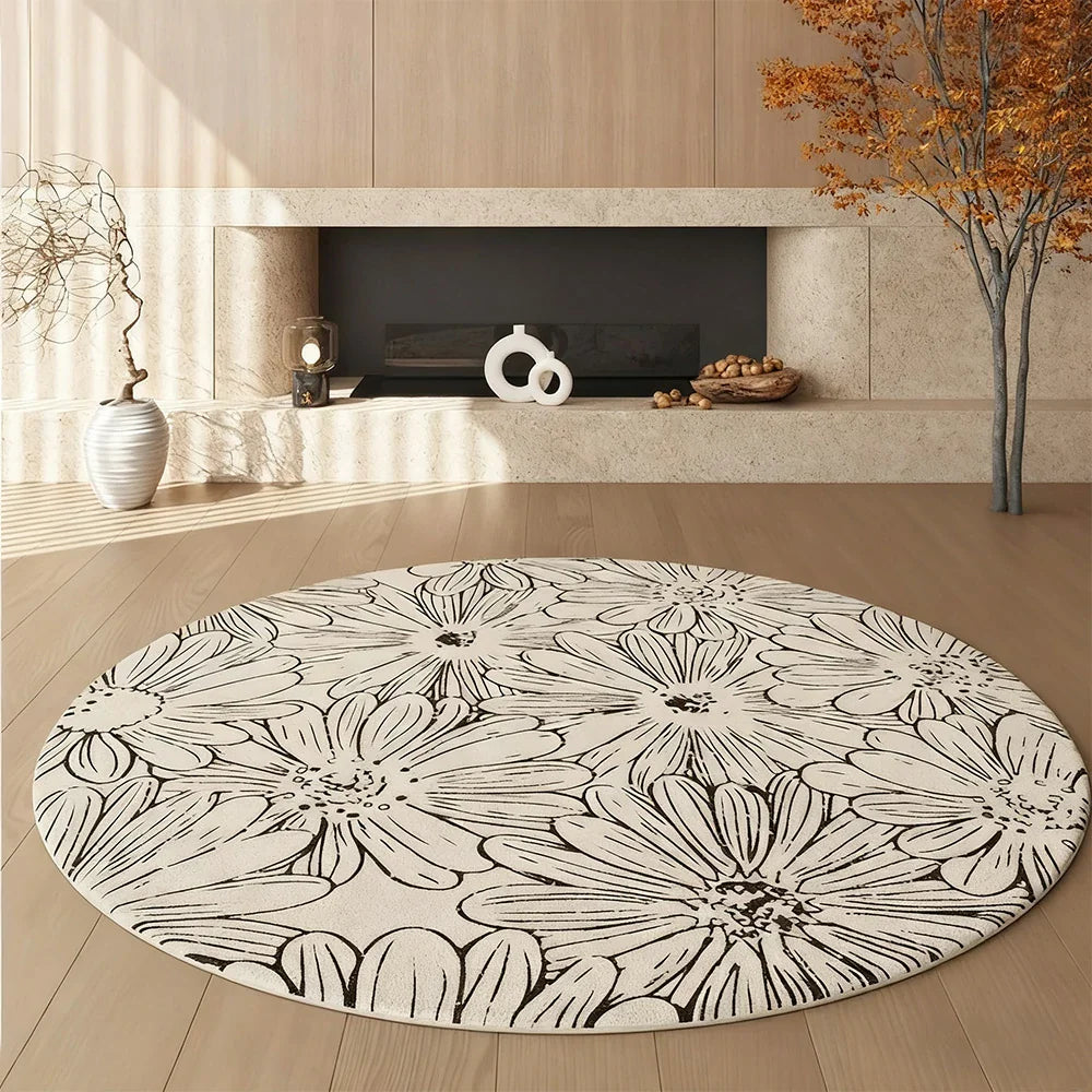 LIVARA 200cm Floor Rug in Floral Ink Poetry Theme -Water-Resistant Soft Surface, High-Density Woven Construction, Anti-Slip Backing, Easy Care