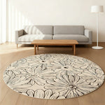 LIVARA 200cm Floor Rug in Floral Ink Poetry Theme -Water-Resistant Soft Surface, High-Density Woven Construction, Anti-Slip Backing, Easy Care