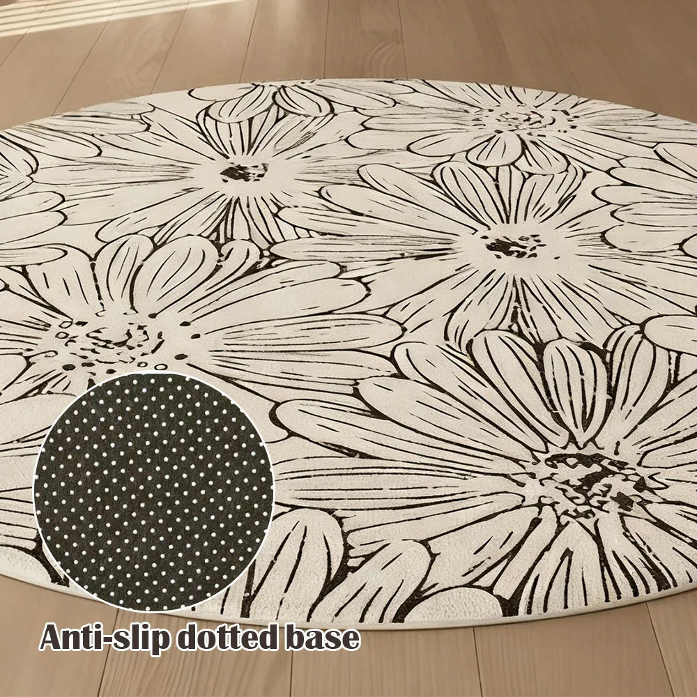 LIVARA 200cm Floor Rug in Floral Ink Poetry Theme -Water-Resistant Soft Surface, High-Density Woven Construction, Anti-Slip Backing, Easy Care