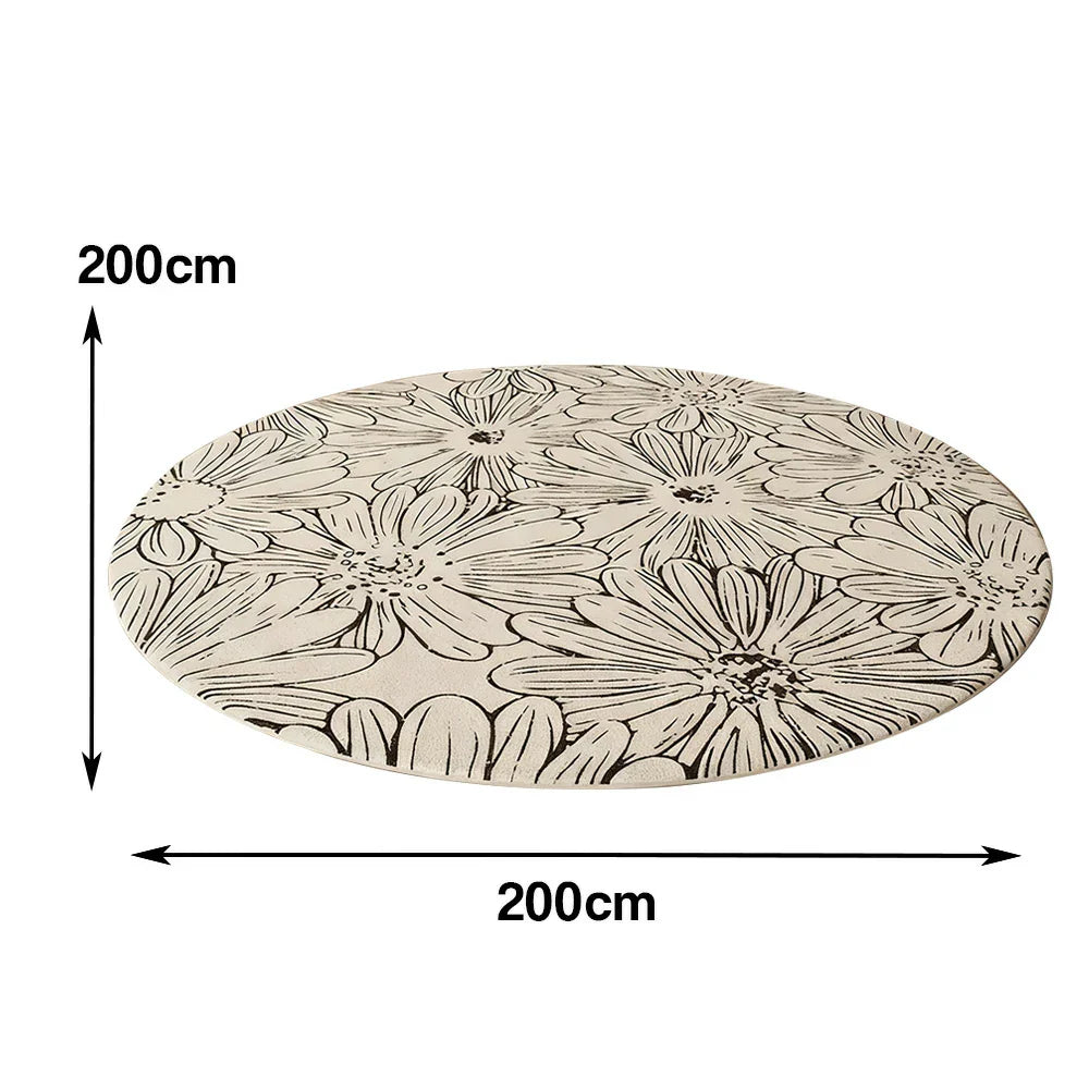 LIVARA 200cm Floor Rug in Floral Ink Poetry Theme -Water-Resistant Soft Surface, High-Density Woven Construction, Anti-Slip Backing, Easy Care