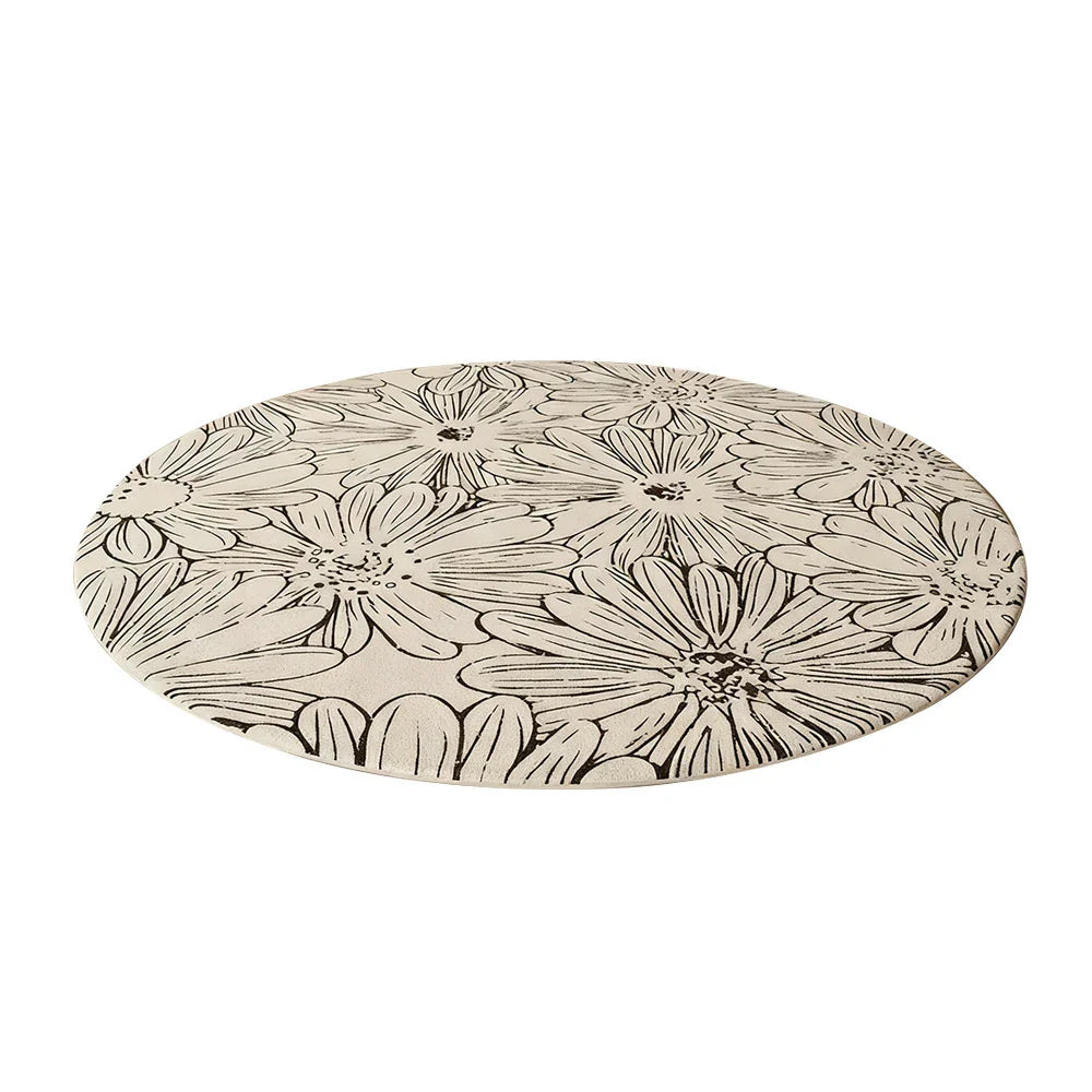 LIVARA 200cm Floor Rug in Floral Ink Poetry Theme -Water-Resistant Soft Surface, High-Density Woven Construction, Anti-Slip Backing, Easy Care