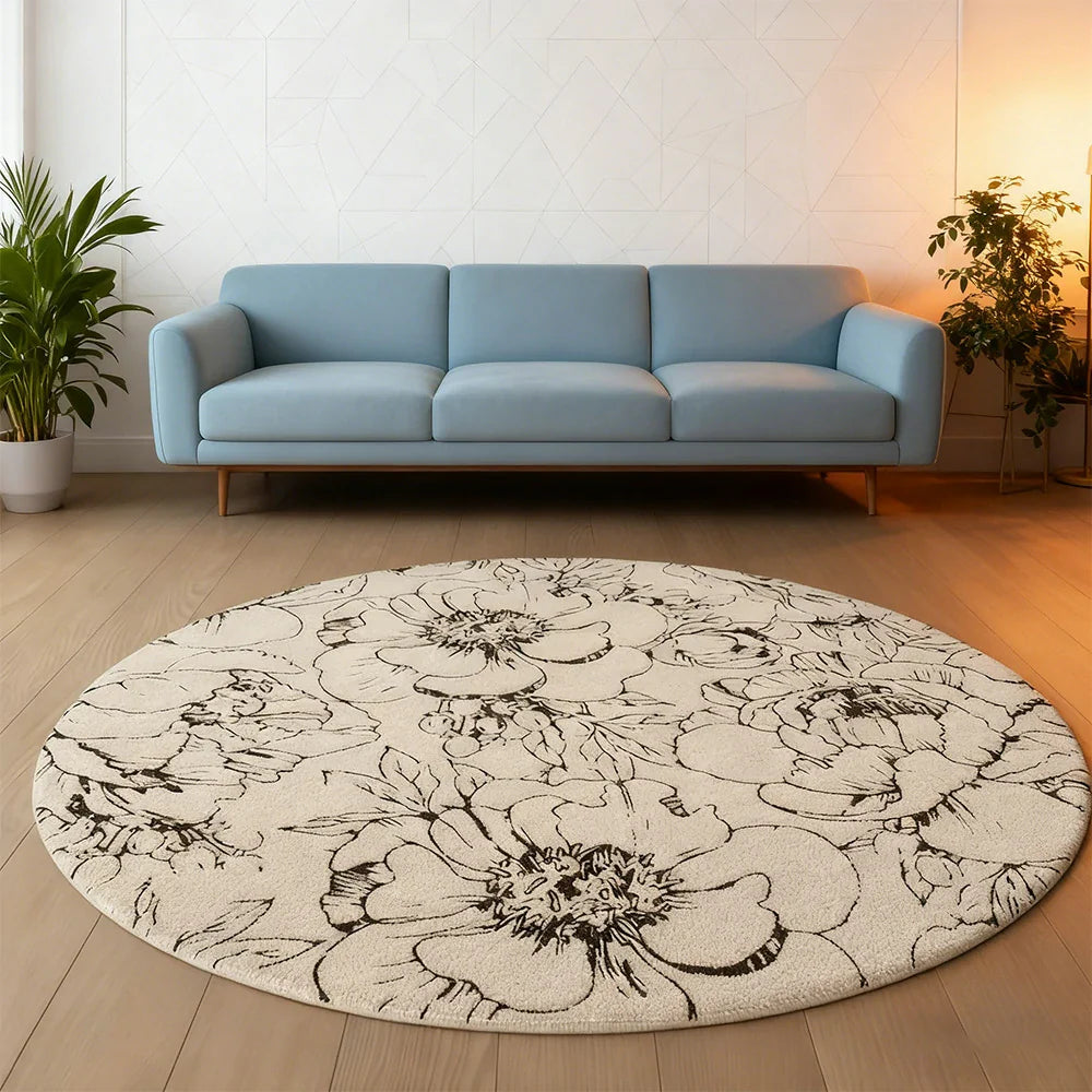LIVARA 200cm Floor Rug in Floral Ink Poetry Theme -Premium Woven Yarn, Comfortable Underfoot Feel, Stain Protection, Quiet Non-Slip Base