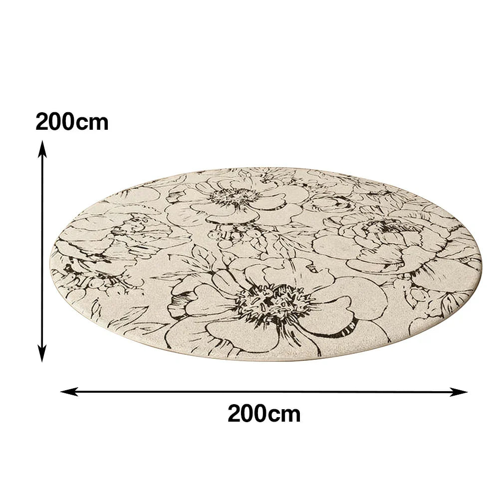 LIVARA 200cm Floor Rug in Floral Ink Poetry Theme -Premium Woven Yarn, Comfortable Underfoot Feel, Stain Protection, Quiet Non-Slip Base