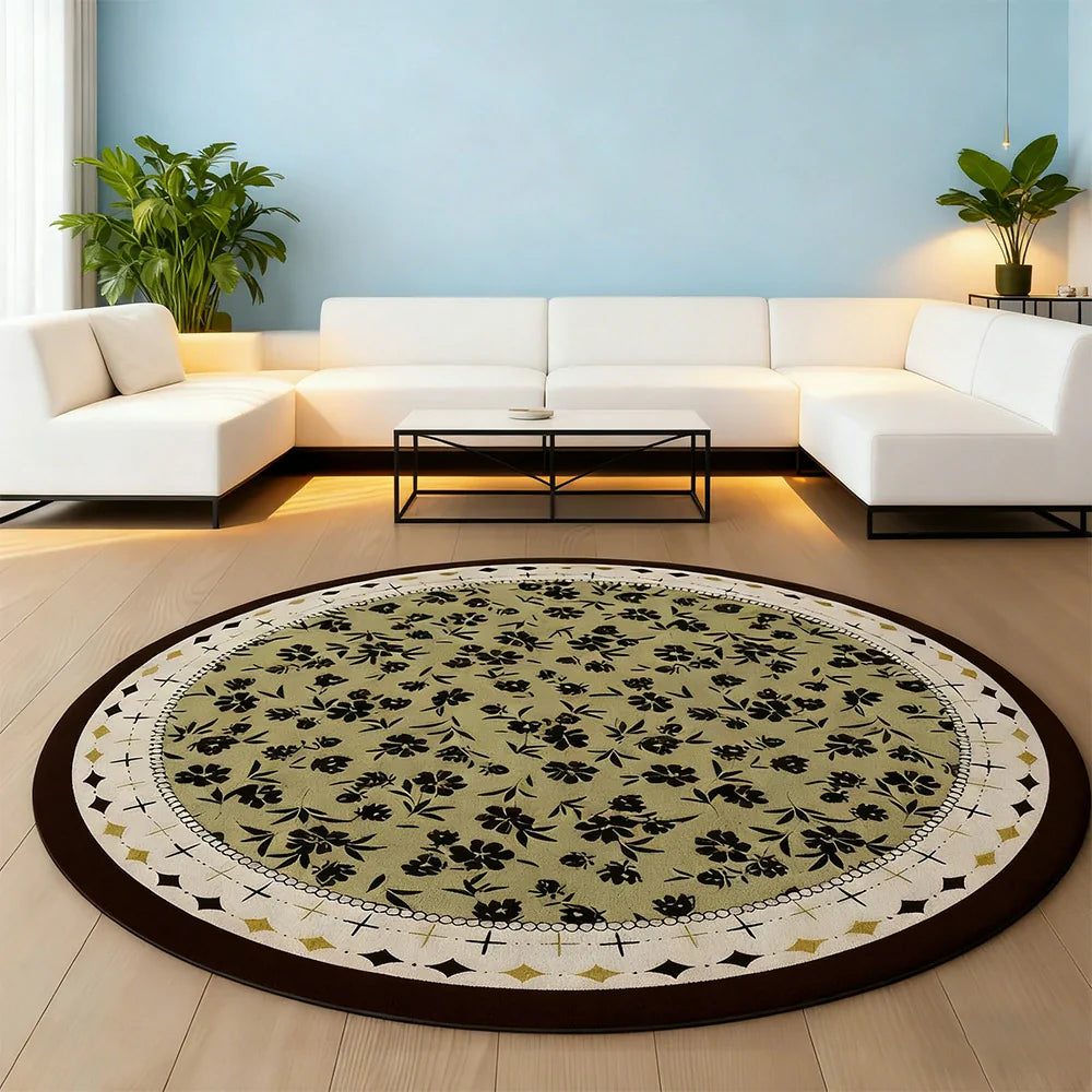 LIVARA 200cm Floor Rug in Deep Green Floral Garden Theme -Water-Resistant Soft Surface, High-Density Woven Construction, Anti-Slip Backing, Easy Care
