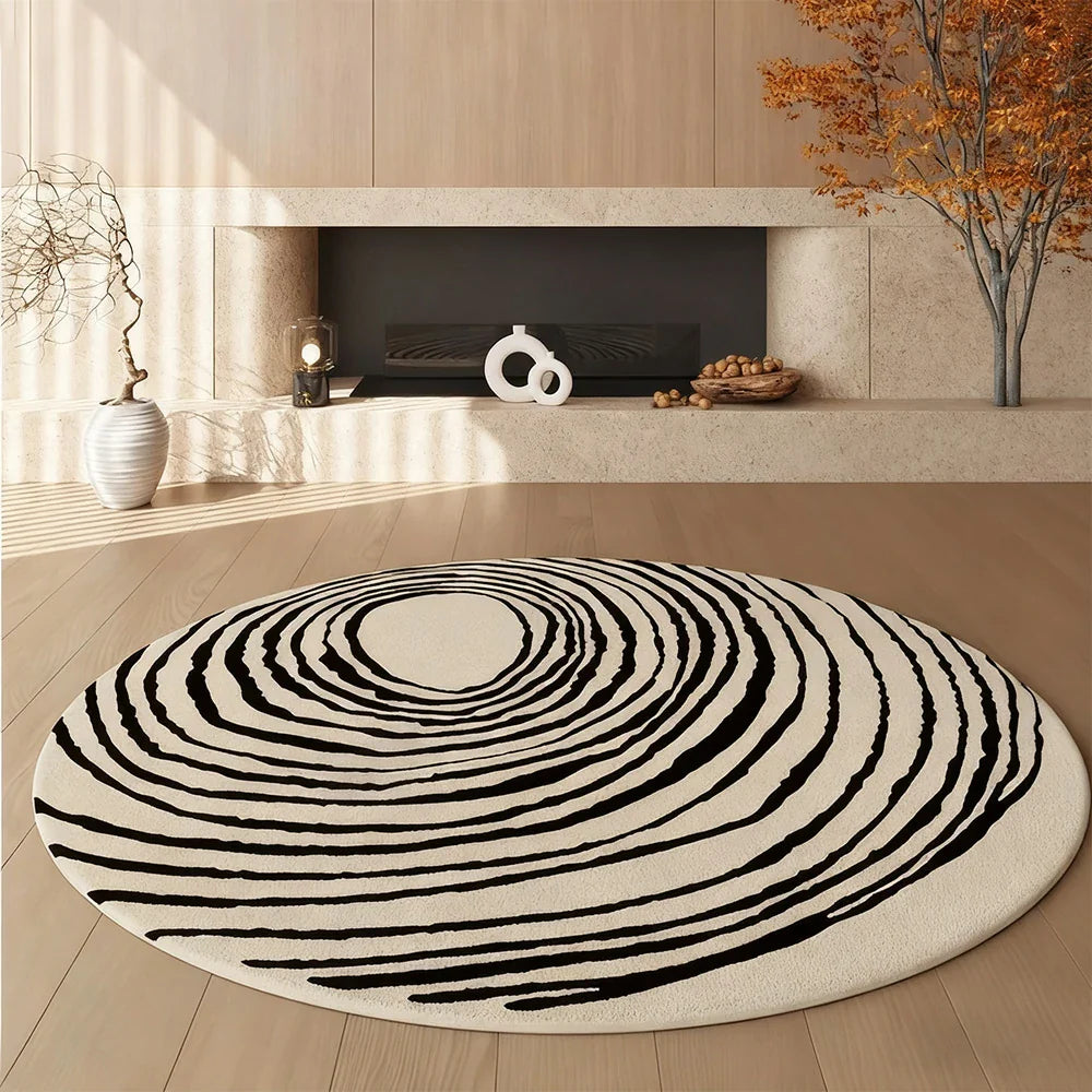 LIVARA 200cm Floor Rug in Ink Line Vortex Theme -Premium Woven Yarn, Comfortable Underfoot Feel, Stain-Resistant and Quiet Non-Slip Base