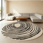 LIVARA 200cm Floor Rug in Ink Line Vortex Theme -Premium Woven Yarn, Comfortable Underfoot Feel, Stain-Resistant and Quiet Non-Slip Base