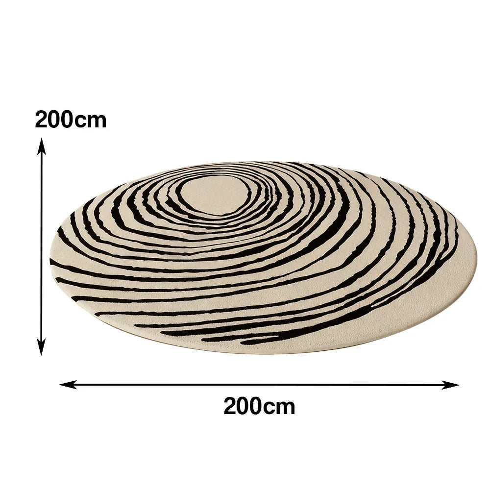 LIVARA 200cm Floor Rug in Ink Line Vortex Theme -Premium Woven Yarn, Comfortable Underfoot Feel, Stain-Resistant and Quiet Non-Slip Base
