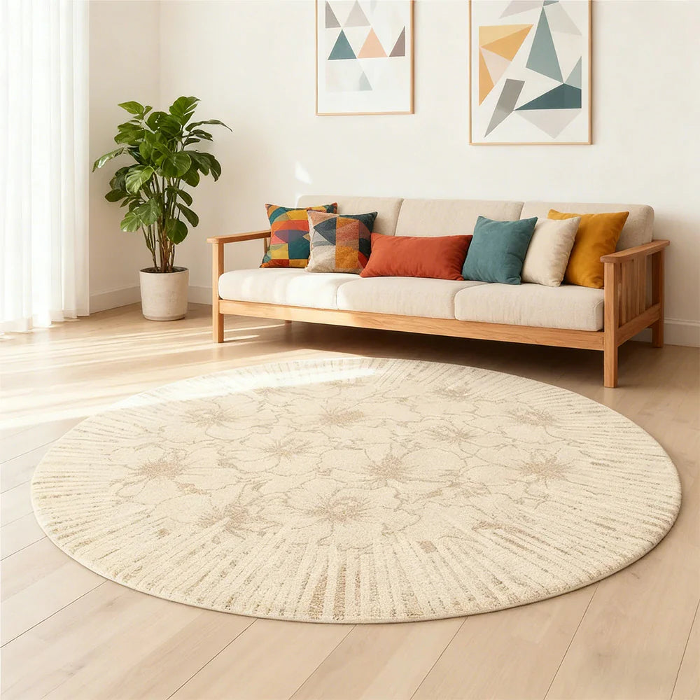 LIVARA 200cm Floor Rug in Light Trace Floral Shadow Theme -Water-Resistant Soft Surface, High-Density Woven Construction, Anti-Slip Backing, Easy Care