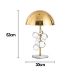 LIVARA 52/58cm Table Lamp - Electroplated Metal Shade, Natural Marble Base, Crystal Ball Accent, Soft Warm Glow, Artistic Design