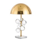 LIVARA 52/58cm Table Lamp - Electroplated Metal Shade, Natural Marble Base, Crystal Ball Accent, Soft Warm Glow, Artistic Design