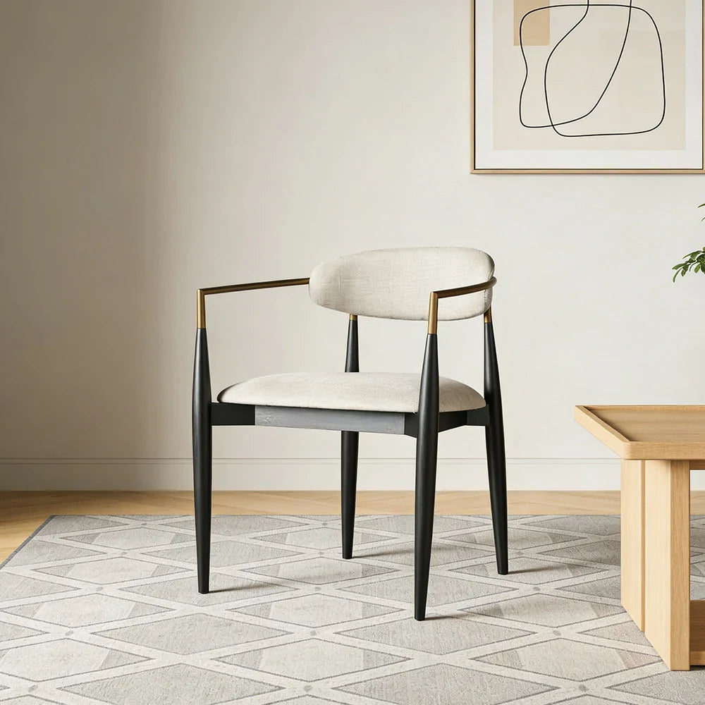 LIVARA 75/105cm Lounge Chair - Half-Round Backrest, High-Resilience Foam, Solid Wood Tapered Legs, Comfortable Seat - Beige