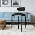 LIVARA 75/105cm Lounge Chair - Half-Round Backrest, High-Resilience Foam, Solid Wood Tapered Legs, Comfortable Seat - Black