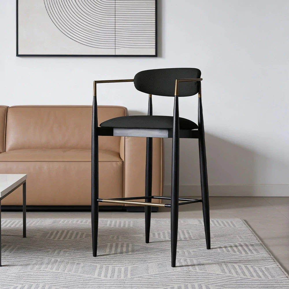 LIVARA 75/105cm Lounge Chair - Half-Round Backrest, High-Resilience Foam, Solid Wood Tapered Legs, Comfortable Seat - Black