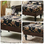LIVARA Vintage Floral Wingback Armchair with Optional Matching Sofa Stool Chenille Cushion Fabric Frame Trim Black Pine PU High-Resilience Oil-Wax Solid Floral