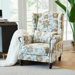 LIVARA Magnolia Fabric Armchair with Optional Matching Sofa Stool Wood Solid Cushion High-Resilience Upholstery Soft Frame Blue