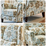 LIVARA Magnolia Fabric Armchair with Optional Matching Sofa Stool Wood Solid Cushion High-Resilience Upholstery Soft Frame Blue