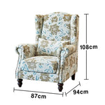 LIVARA Magnolia Fabric Armchair with Optional Matching Sofa Stool Wood Solid Cushion High-Resilience Upholstery Soft Frame Blue