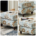 LIVARA Magnolia Fabric Armchair with Optional Matching Sofa Stool Wood Solid Cushion High-Resilience Upholstery Soft Frame Blue
