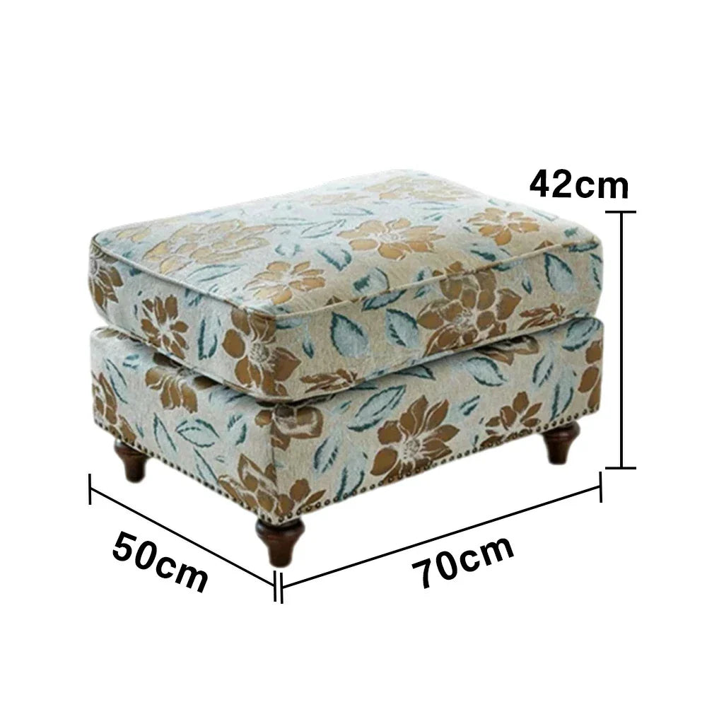 LIVARA Magnolia Fabric Armchair with Optional Matching Sofa Stool Wood Solid Cushion High-Resilience Upholstery Soft Frame Blue