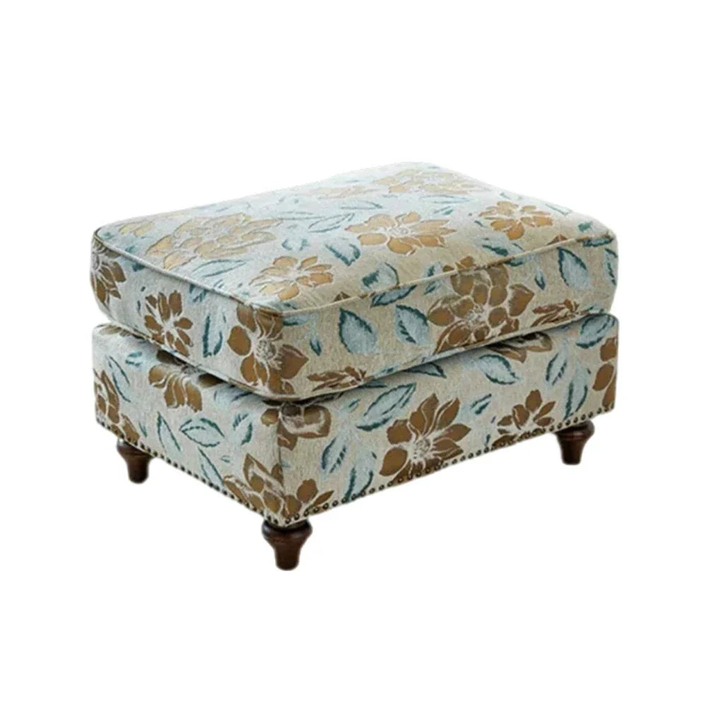 LIVARA Magnolia Fabric Armchair with Optional Matching Sofa Stool Wood Solid Cushion High-Resilience Upholstery Soft Frame Blue