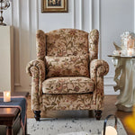 LIVARA Tulip Fabric Armchair Upholstery Support Wood Frame Feather+Foam Retro Sofa Ergonomic Cushion Cigar-Style Chair Solid Modern Single Chenille Blue