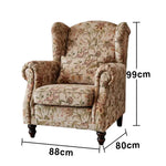 LIVARA Tulip Fabric Armchair Upholstery Support Wood Frame Feather+Foam Retro Sofa Ergonomic Cushion Cigar-Style Chair Solid Modern Single Chenille Blue