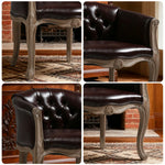 LIVARA Deep Blue Vintage Accent Armchair Leather PU Room Wood Frame Backrest Retro Elegant Solid Single Sofa Chair Living Tufted Brown