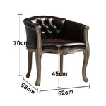 LIVARA Deep Blue Vintage Accent Armchair Leather PU Room Wood Frame Backrest Retro Elegant Solid Single Sofa Chair Living Tufted Brown