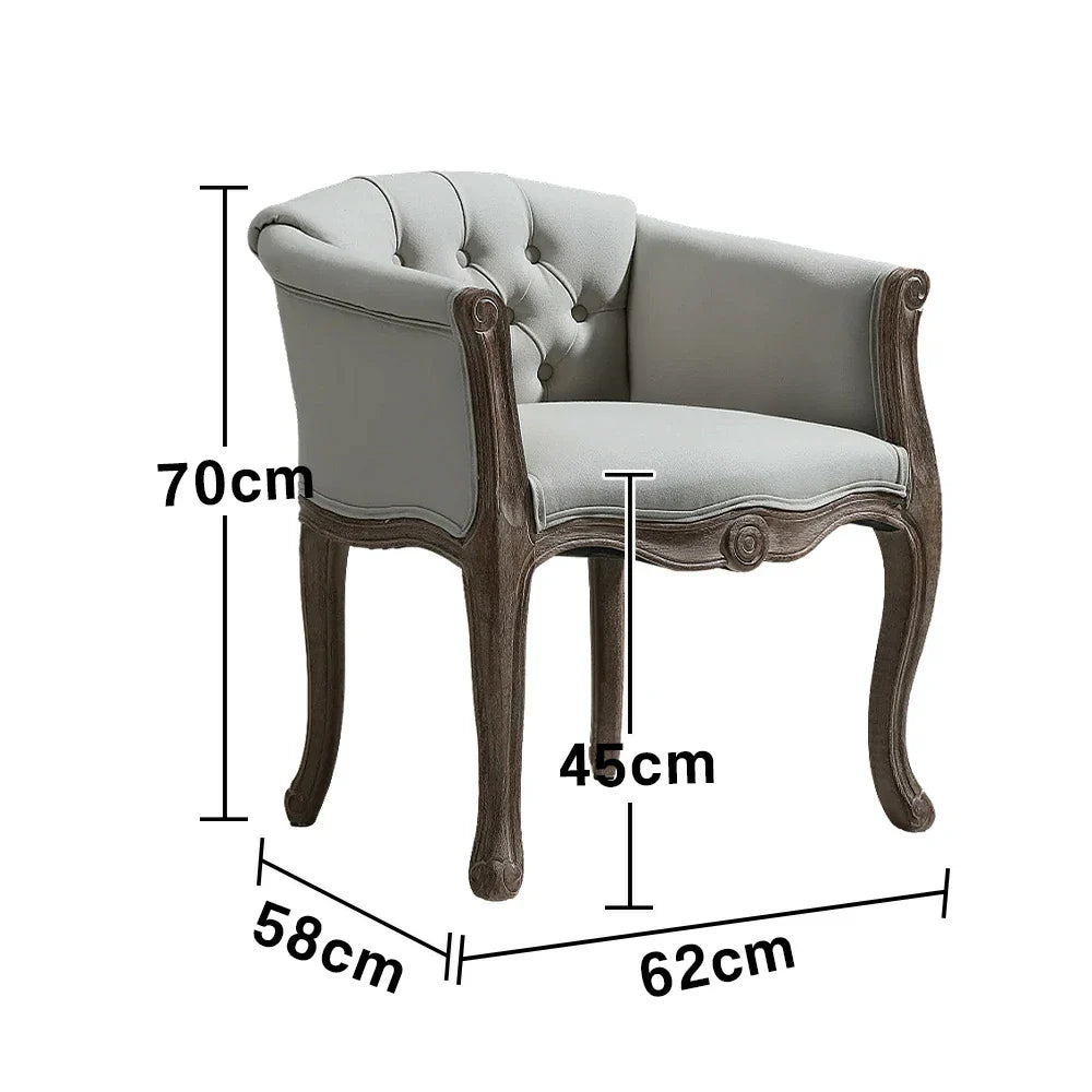 LIVARA Deep Blue Vintage Accent Armchair Elegant Retro Wood Living PU Solid Chair Room Tufted Backrest Sofa Leather Frame Single Beige