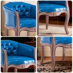 LIVARA Sea Blue Vintage Accent Armchair Frame PU Elegant Single Sofa Room Living Sea Leather Chair Wood Solid Backrest Tufted Retro Blue