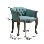 LIVARA Sea Blue Vintage Accent Armchair Sofa Wood PU Living Tiffany Frame Elegant Leather Solid Chair Room Single Tufted Retro Backrest Blue