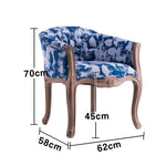 LIVARA Sea Blue Vintage Accent Armchair Tufted Retro Solid Living Room Backrest Sofa Leather Elegant Wood Frame Chair PU Single Blue&White