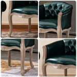 LIVARA Sea Blue Vintage Accent Armchair Room Chair PU Living Tufted Retro Leather Elegant Wood Solid Single Backrest Frame Sofa Green
