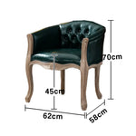 LIVARA Sea Blue Vintage Accent Armchair Room Chair PU Living Tufted Retro Leather Elegant Wood Solid Single Backrest Frame Sofa Green