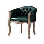 LIVARA Sea Blue Vintage Accent Armchair Room Chair PU Living Tufted Retro Leather Elegant Wood Solid Single Backrest Frame Sofa Green