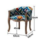 LIVARA Bohemian Vintage Accent Armchair Sofa Wood Bohemian Elegant Backrest Tufted Room Fabric Frame Living Upholstery Colorful Chair Single Solid Style