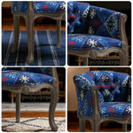 LIVARA Bohemian Vintage Accent Armchair Sofa Upholstery Backrest Frame Bohemian Tufted Blue Solid Chair Wood Elegant Single Room Colorful Fabric Living Style