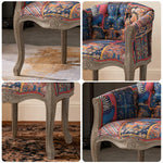 LIVARA Color Patchwork Vintage Accent Armchair Colorful Tufted Frame Backrest Patchwork Color Living Wood Single Elegant Patchwork Solid Sofa Upholstery Chair Room Fabric Fabric